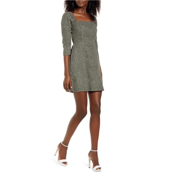 Leith Green Thyme Sketch Dot Dress - Size XXS - Picture 1 of 5